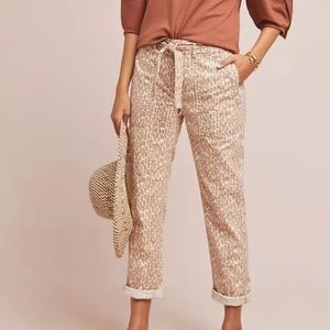 Anthropologie The Wanderer Leopard/Animal Print Utility Pants with Belt